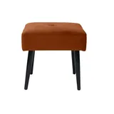miliboo Niedriger Hocker aus Stoff mit Samteffekt in Rostbraun und schwarzes Metall H46 cm GUESTA
