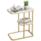 TWSOUL Beistelltisch Sofatisch mit 2 Ablagen,Sofatisch, Laptoptisch, 50 x 58.5 x 30 CM