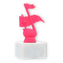 Pokal Kunststofffigur Note pink auf weißem Marmorsockel 14,3cm