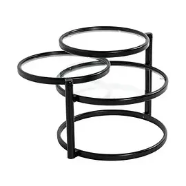 Haku-Möbel HAKU Möbel Couchtisch Sicherheitsglas schwarz 58,0 - 140,0 x 50,0 x 43,0 cm