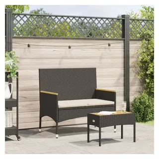 vidaXL Gartenbank 2-Sitzer mit Kissen und Tisch 110 x 60 x 85 cm Schwarz