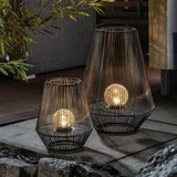 esotec Solarleuchte Windlichter ILONA 2er-Set POLY-RATTAN METALL-GEHÄUSE 102209