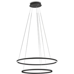 FABAS LED-Pendelleuchte Giotto Alu, Eisen, Stahl & Metall Schwarz 80 cm