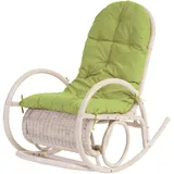 MCW Schaukelstuhl Queluz Baumwolle/Polyester 58 x 101 x 58 cm Weiß mit Auflage Grün