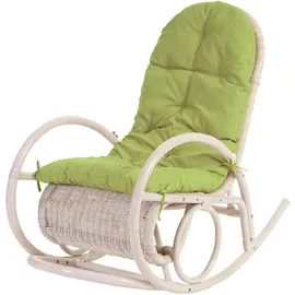 MCW Schaukelstuhl Queluz Baumwolle/Polyester 58 x 101 x 58 cm Weiß mit Auflage Grün