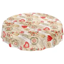 ANRO Tischdecke abwaschbar Rund 140 cm Rot