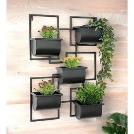 DanDiBo Ambiente Kräuterregal Küche Wand Metall Schwarz 96525 Wandregal Blumenregal Pflanzenhalter Wandblumenhalter Modern - DanDiBo