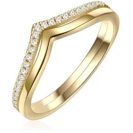 Glanzstücke München Ring 2er) aus Sterling Silber mit Zirkonia in gelbgold | Gr. 60