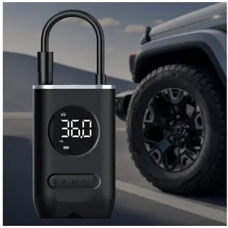 REDOM Luftpumpe Auto Luftkompressor Fahrradpumpe Reifenpumpe Elektrischer Kompressor (mit LCD-Display 4 Modi automatischer Abschaltung, 1-tlg., Akku mit Typ-C-Aufladung), Elektrische Luftpumpe 150PSI tragbar für Auto Fahrrad Motorrad Ball schwarz