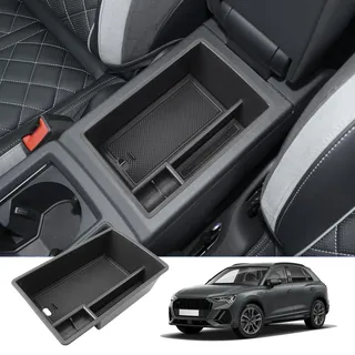 BIXUAN kompatibel mit Audi Q3 F3 2 2019-2024 2025 Mittelkonsole Aufbewahrungsbox für Zentralgetriebe Q3 Ablagefach Zubehör Armlehne Organizer Tray Mittelarmlehne Handschuhfach