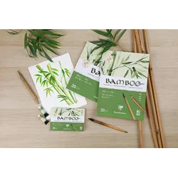Clairefontaine 4x Bamboo, Spiralblock mit 15 Blatt Bambuspapier, 26x36 cm, 250g - 975926C