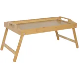 Relaxdays Betttablett klappbar, Tablet- & Handyhalter, Frühstück im Bett, Bambus & MDF, HBT: 24x60x30 cm, Tablett, Natur