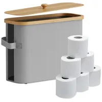 Relaxdays Toilettenpapier Aufbewahrung 12 Rollen, Grau,Hellbraun