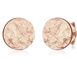 Elli Ohrstecker Plättchen Rund Struktur Silber 925 rosegold onesize