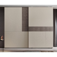 Casa Padrino Kleiderschrank Luxus Schlafzimmerschrank Cremefarben / Grau 295 x 68 x H. 250 cm - Massivholz Kleiderschrank mit 2 Schiebetüren - Luxus Schlafzimmer Möbel