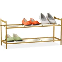 Relaxdays Schuhregal SANDRA, 2 Ebenen, für 6 Paar Schuhe,