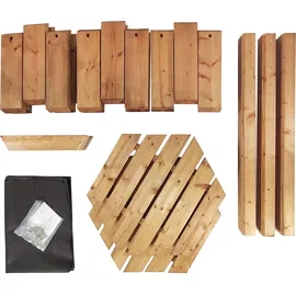 NATIV Pflanzkasten aus Holz 6eckig, 80 cm hoch, Blumenkübel mit Füßen, Pflanzgefäß
