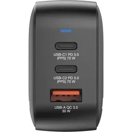 Verbatim Mini GaN Charger 70W 2xUSB-C PD, 1xUSB-A QC 3.0 32229