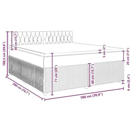vidaXL Boxspringbett mit Matratze Schwarz 180x200 cm Samt