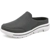 SMajong Weiche Pantoffeln Damen Herren Hausschuhe Atmungsaktive Clogs Leichte Slip On Mule rutschfest Gartenschuhe Pantoletten für Indoor Outdoor C-dunkelgrau,Gr.48 - 48 EU