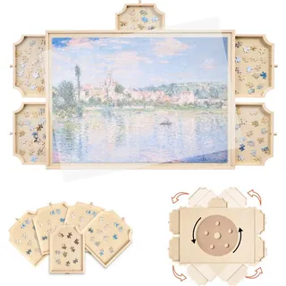 Vevor 1000-teiliges drehbares Puzzlebrett mit 5 Schubladen & Abdeckung, tragbarer Puzzletisch (736 x 535 mm), Puzzle-Zubehör für Erwachsene, Puzzle-Organizer-Aufbewahrungssystem Puzzle Boards
