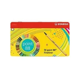 Stabilo Fineliner point 88 - 50er Metalletui - mit 47 verschiedenen Farben - 2x blau, rot, schwarz