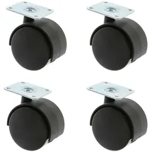 MS Beschläge Möbelrolle Anschraubplatte Möbeltransportrolle Ø45mm 4er Pack
