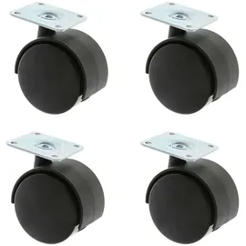 MS Beschläge Möbelrolle Anschraubplatte Möbeltransportrolle Ø45mm 4er Pack