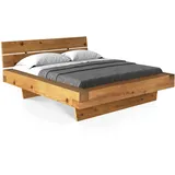 moebel-eins CURBY Balkenbett mit Kopfteil, Wangenfuß, Material Massivholz, 200 x 220 cm, Natur
