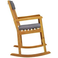 vidaXL Schaukelstuhl, Stuhl mit Kissen, Schwingstuhl für Innenbereich Außenbereich, Sessel Schaukelsessel Relaxsessel, Massivholz Akazie