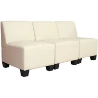 Mendler Modular 3-Sitzer Sofa Couch Lyon, Kunstleder ~ creme, ohne Armlehnen