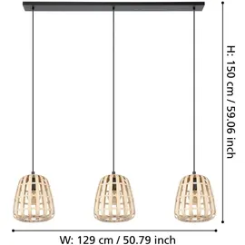 EGLO MONTEZUELO Pendelleuchte 3-flammig, E27, 390153,