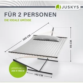 Juskys Hängematte Cata mit Gestell und Kissen - Doppelhängematte für 2 Personen - 200kg - Hellgrau