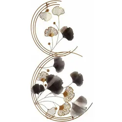 Blomster Wandbild aus Metall – Abstrakte Eleganz in Blau, Gold & Kupfer