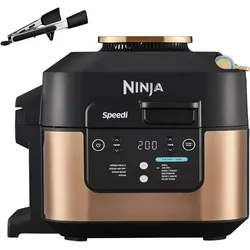 Ninja Speedi Multikocher, 5,7L, 10-in-1 Multicooker, Airfryer Fritteuse, Slow Cooker Langsamkochen, Grillen, Backen, Schwarz & Kupfer ON400EUCP