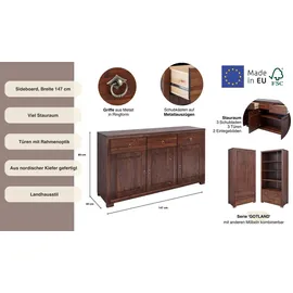 OTTO home Sideboard Gotland 147 x 89 x 40 cm Dunkelbraun