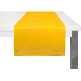 Wirth Tischläufer »Westport«, (1 St.), Made in Germany, Jacquard Dekostoff, Blatt-Design, Pflegeleicht, gelb