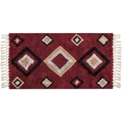 Teppich Baumwolle rot 80 x 150 cm geometrisches Muster SIIRT