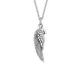 KUZZOI Halskette Herren Flügel Feder Boho 925 Silber grau