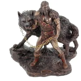 Veronese by Joh. Vogler GmbH Veronese Figur Germanischer Gott Tyr fängt Fenriswolf bronziert Odin