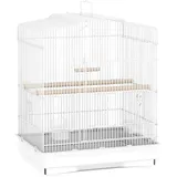 PawHut Vogelkäfig Vogelhaus Vogelvoliere Wellensittich Vogelbauer mit ausnehmbarer Bodenschale Weiß 46,5 x 36 x 59 cm   Aosom