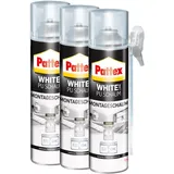 Pattex White Line PU Schaum, Montageschaum mit feiner, Weiß, 3x 500 ml