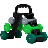 SPORTNOW Set von Hanteln mit Klappbarem Ständer, 2x1 kg, 2x2 kg, 2x3 kg, Sechseckige Metallhanteln mit Griff, Fitness-Training Zuhause, Multicolor   Aosom