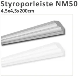 MDEKOR 100 Meter Deckenleisten Styropor XPS Stuckleisten Abschlussleiste Decke Weiss 40 x 40 mm Zierprofile Styroporleisten Deckenleisten Zierleisten Spar...