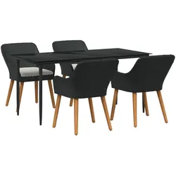 vidaXL 5-Teiliges Garten-Dining-Set Schwarz Poly-Rattan