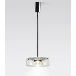 serien lighting Curling L Pendelleuchte mit Tube Rohrabhängung Glasschirm klar | warmweiß (3000 K)