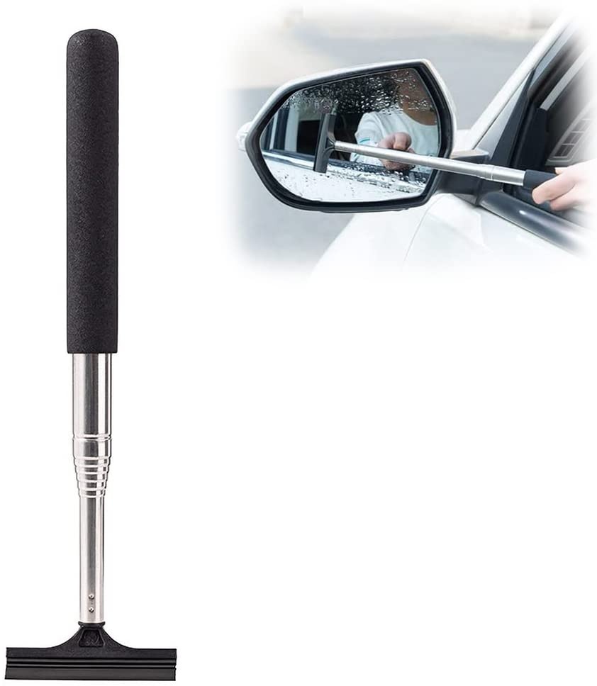 1 Piece Mirror Squeegee for Car Rear View Mirror Portable Retractable Shower Window Squeegee,Expansion Length is up to 86 cm,Black