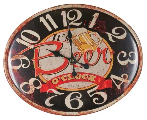 Globo Quarzwanduhr Beer 40x50 cm Alu, Eisen, Stahl & Metall