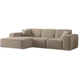 Fun Möbel Ecksofa Designersofa CELES PREMIUM Stoff Opera Velvet Sand Ottomane Links