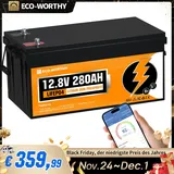 12V 280Ah Bluetooth LiFePO4 Lithium Batterie mit BMS Solarbatterie Solaranlage